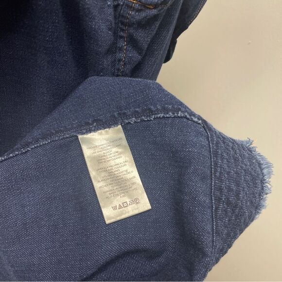 Anthropologie Pilcro Dark Blue Denim Ruffle Sleeve Maxi Midi Dress, 14. buttons - Picture 14 of 16